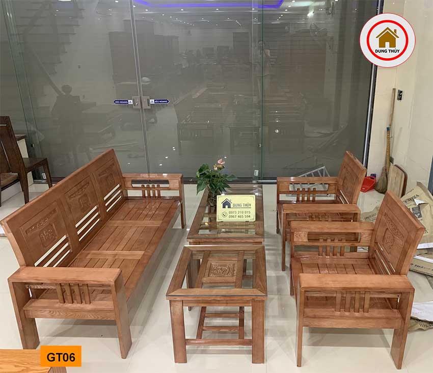 Bộ bàn ghế Phúc Lộc Thọ gỗ sồi Nga GT06